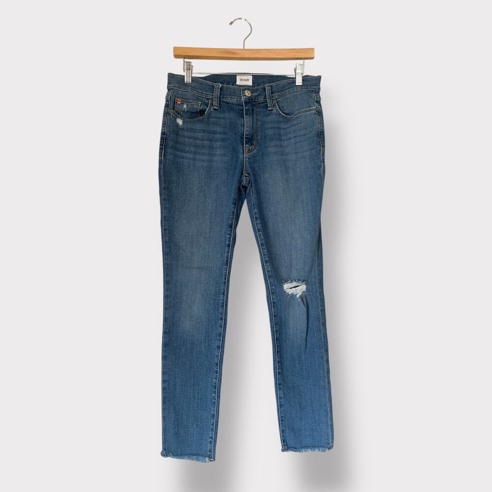 Hudson jeans Natalie skinny distressed frayed hem size 28